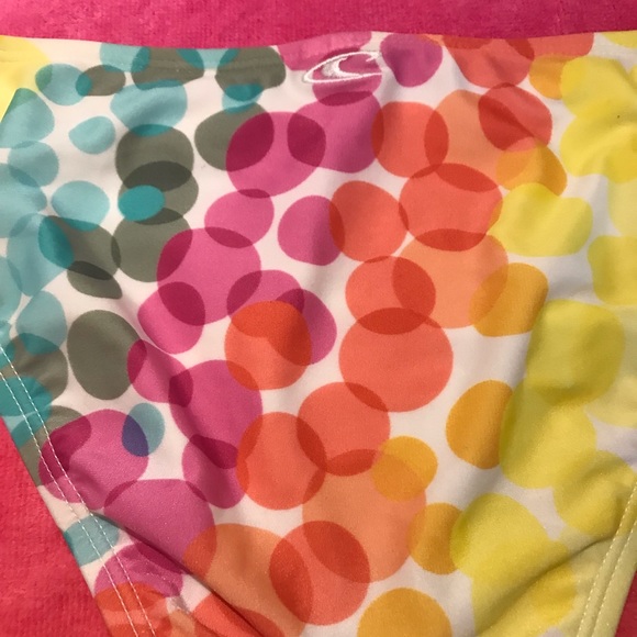 Rip Curl Bikini White with Multi Color Bubble Print with Aqua Ball Beads - Picture 7 of 9